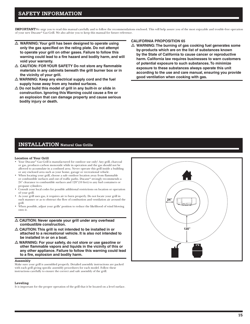 Safety information, Safety information installation installation | Ducane Affinity 31-3200 User Manual | Page 15 / 60