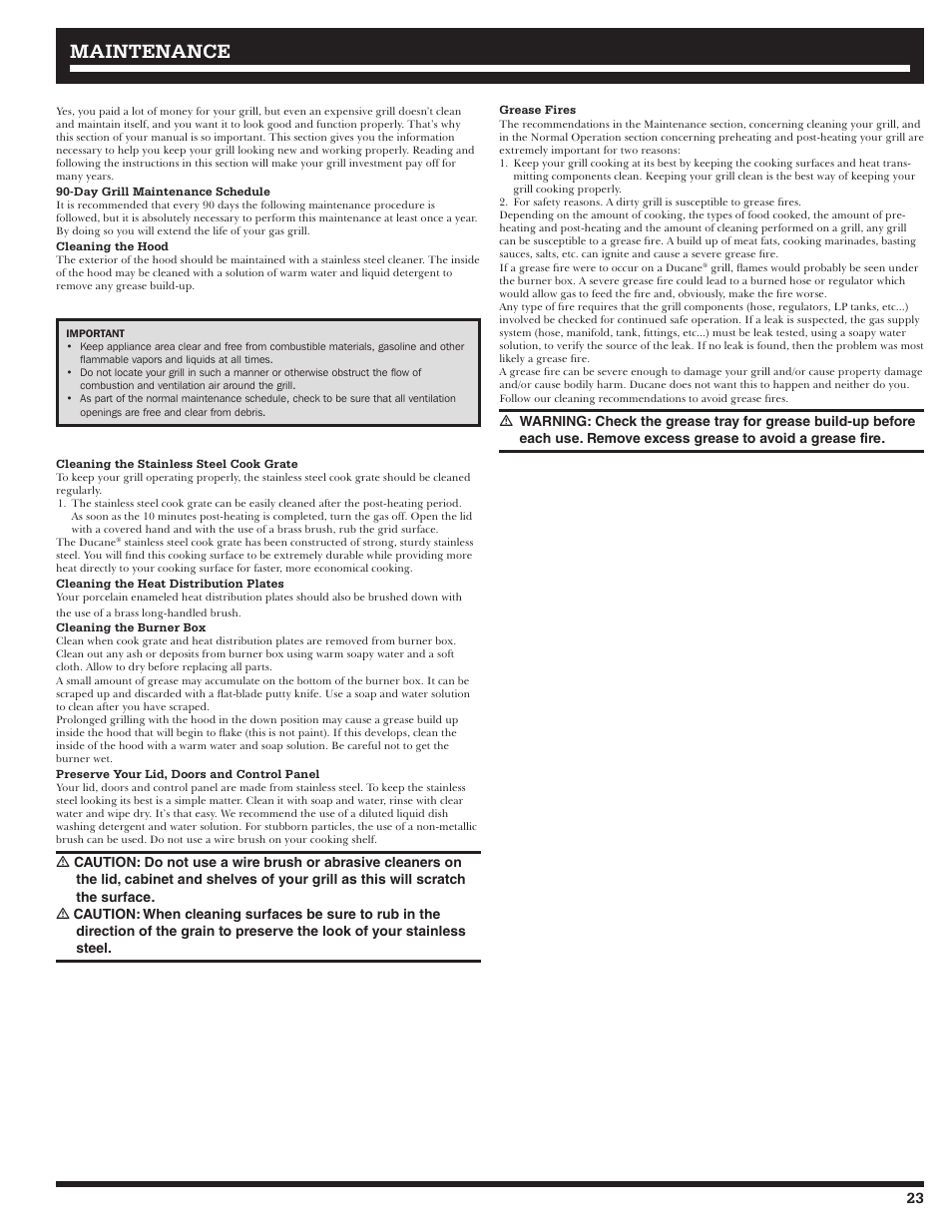 Maintenance | Ducane Affinity 31-3200 User Manual | Page 23 / 60