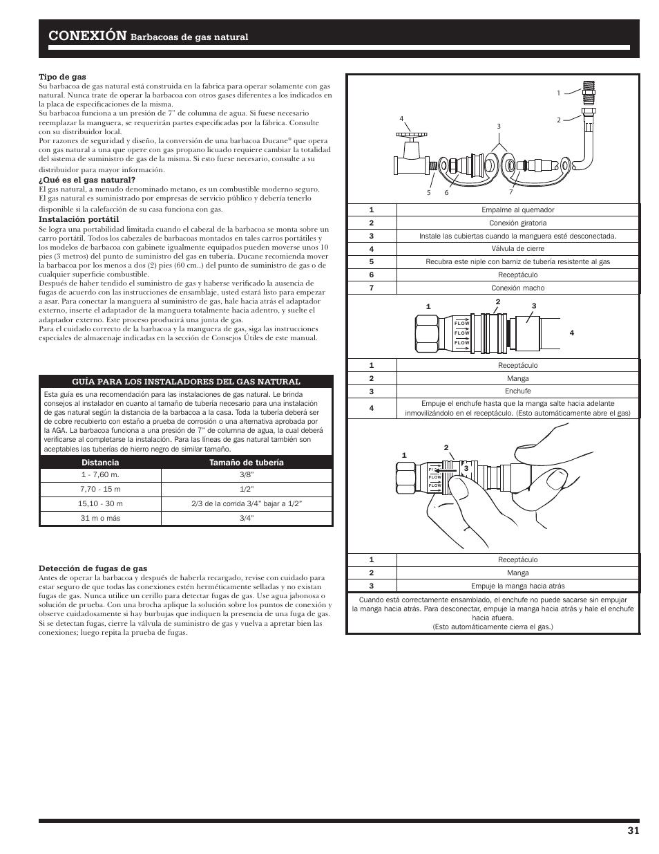 Conexión, Barbacoas de gas natural | Ducane Affinity 31-3200 User Manual | Page 31 / 60