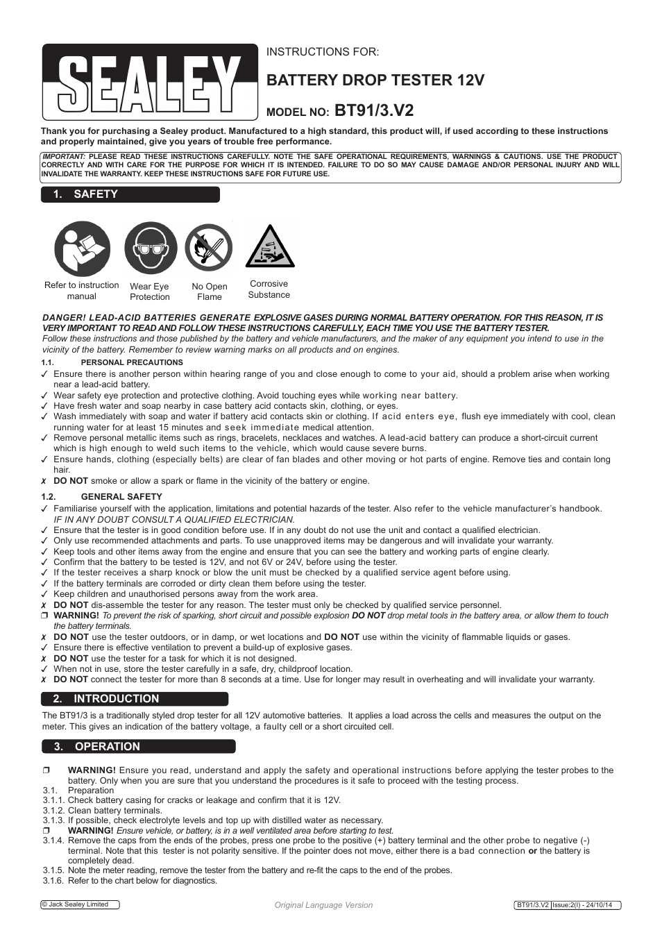 Sealey BT91/3 User Manual | 2 pages