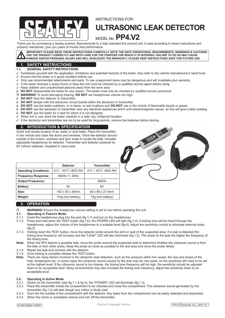 Sealey PP4 User Manual | 2 pages