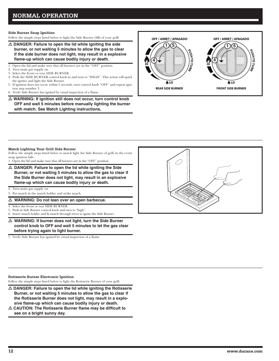 Normal operation | Ducane Meridian 20529915 User Manual | Page 12 / 56