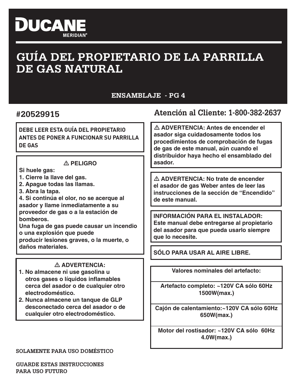 Guía del propietario de la parrilla de gas natural | Ducane Meridian 20529915 User Manual | Page 22 / 56