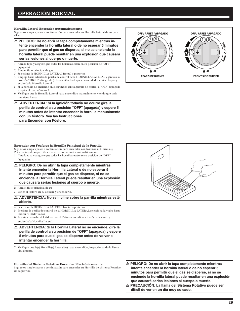 Operación normal | Ducane Meridian 20529915 User Manual | Page 29 / 56