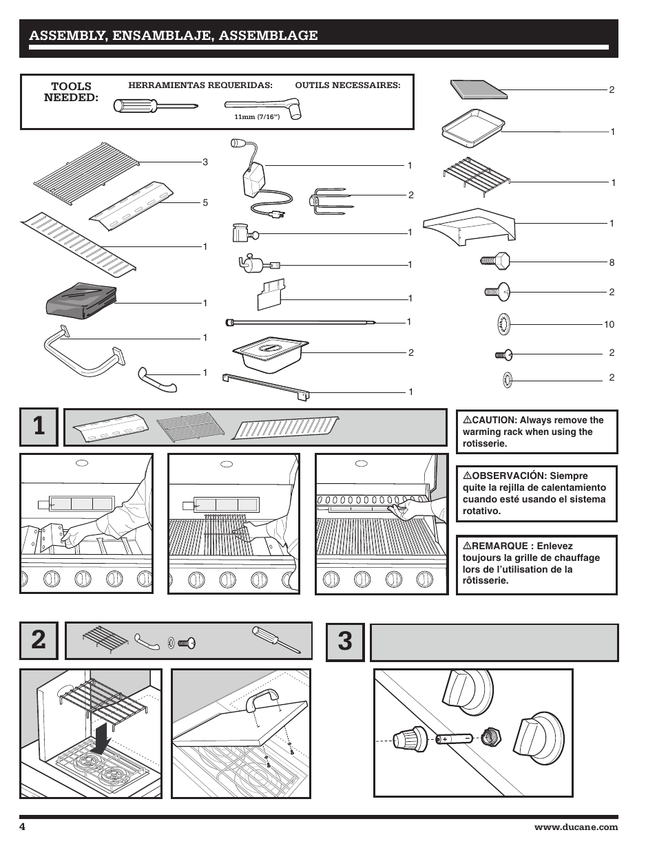 Assembly, ensamblaje, assemblage | Ducane Meridian 20529915 User Manual | Page 4 / 56