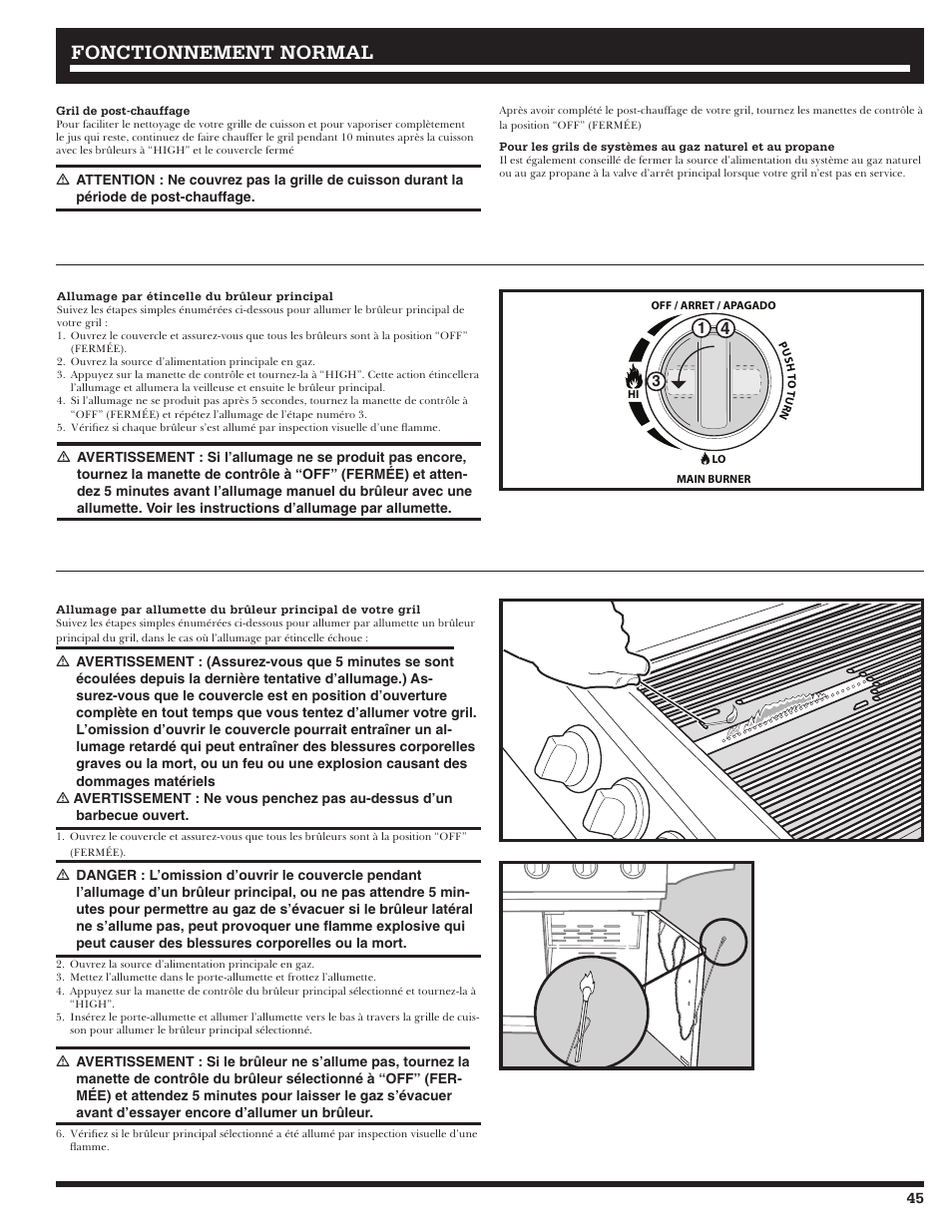 Fonctionnement normal | Ducane Meridian 20529915 User Manual | Page 45 / 56