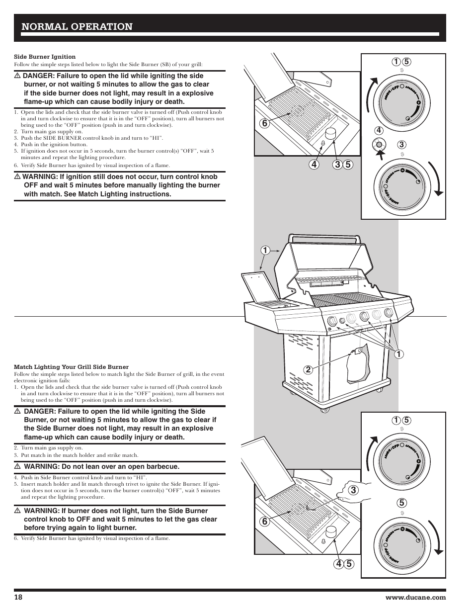 Normal operation | Ducane Affinity S LP Gass Grill 3400 User Manual | Page 18 / 64