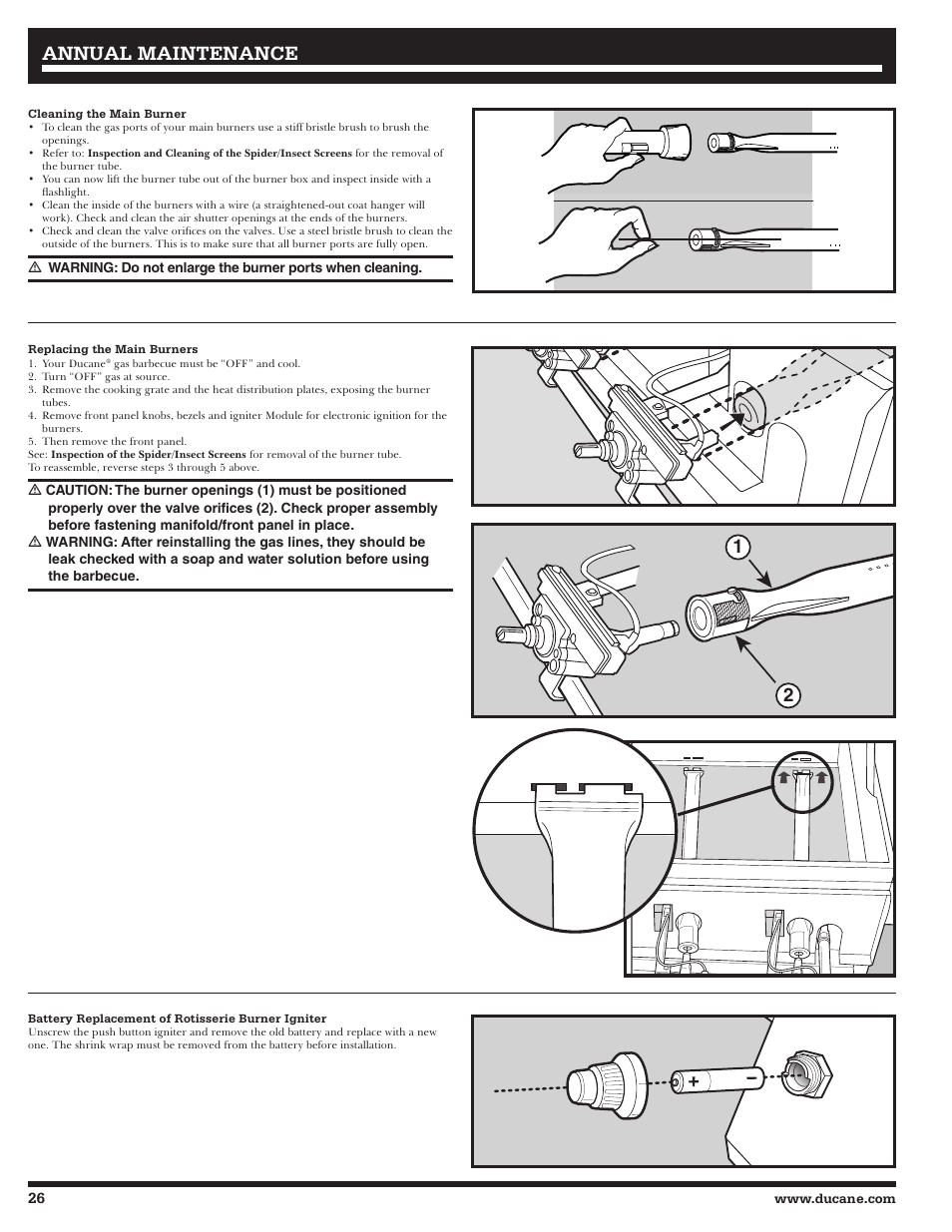 Annual maintenance | Ducane Affinity S LP Gass Grill 3400 User Manual | Page 26 / 64
