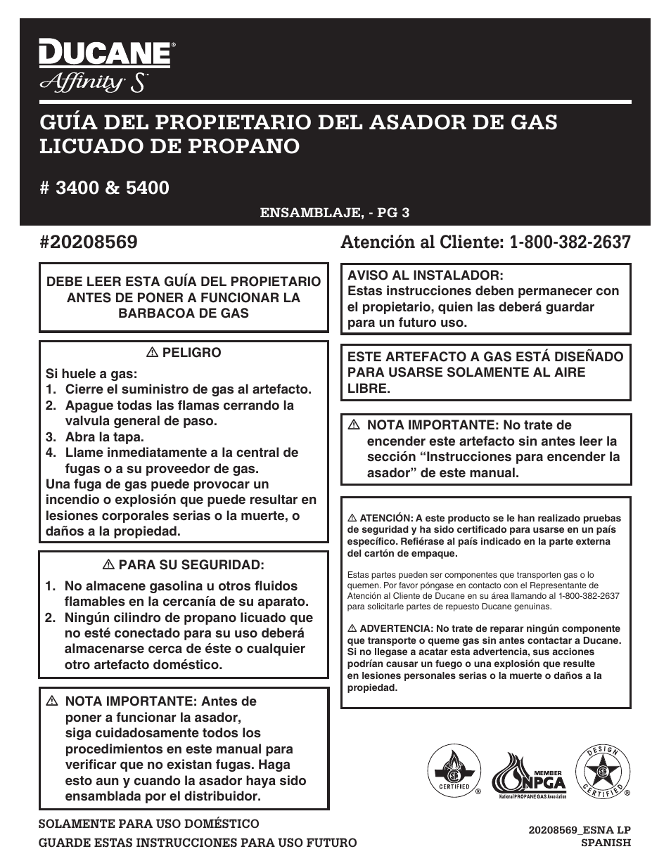 Ducane Affinity S LP Gass Grill 3400 User Manual | Page 27 / 64