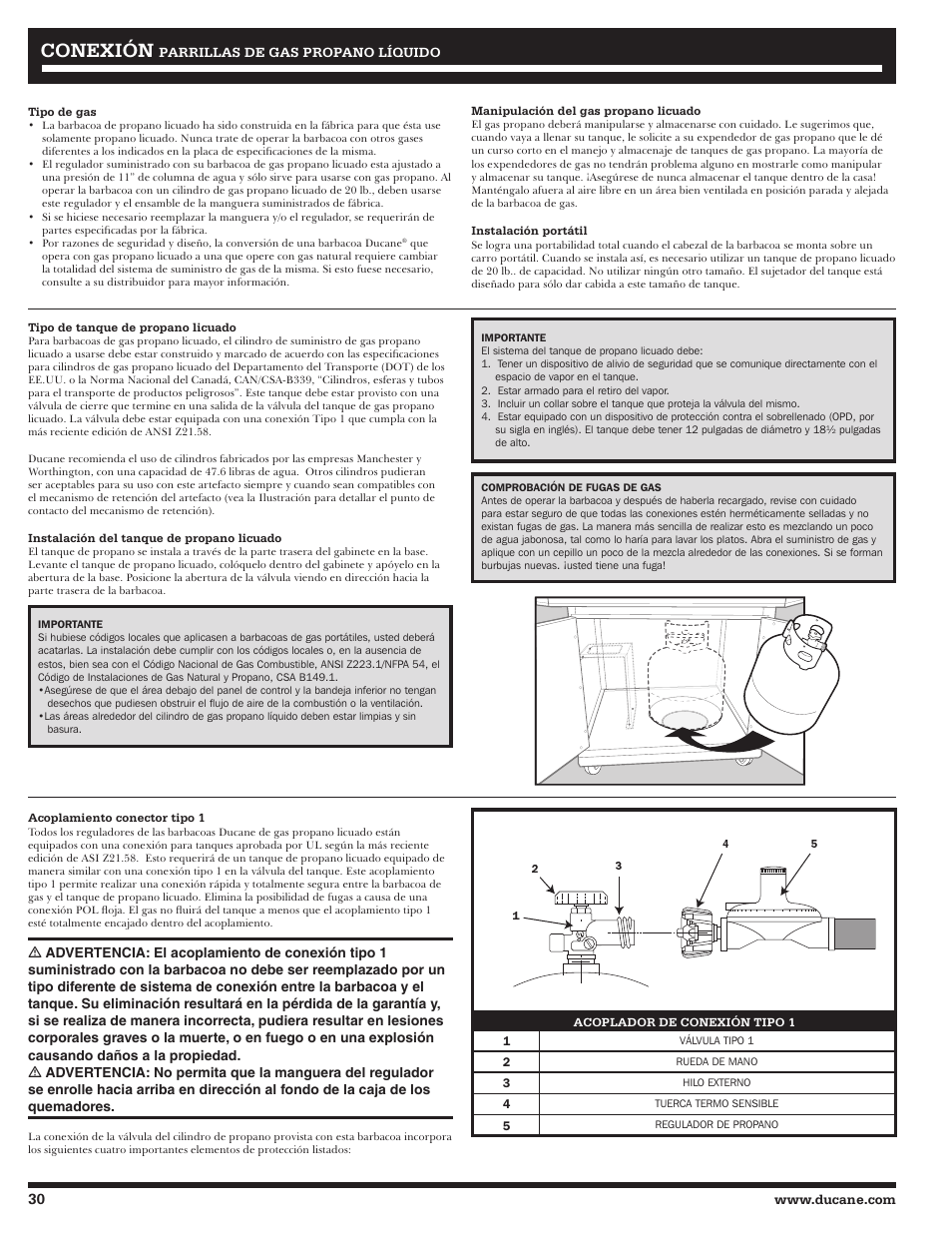 Conexión | Ducane Affinity S LP Gass Grill 3400 User Manual | Page 30 / 64