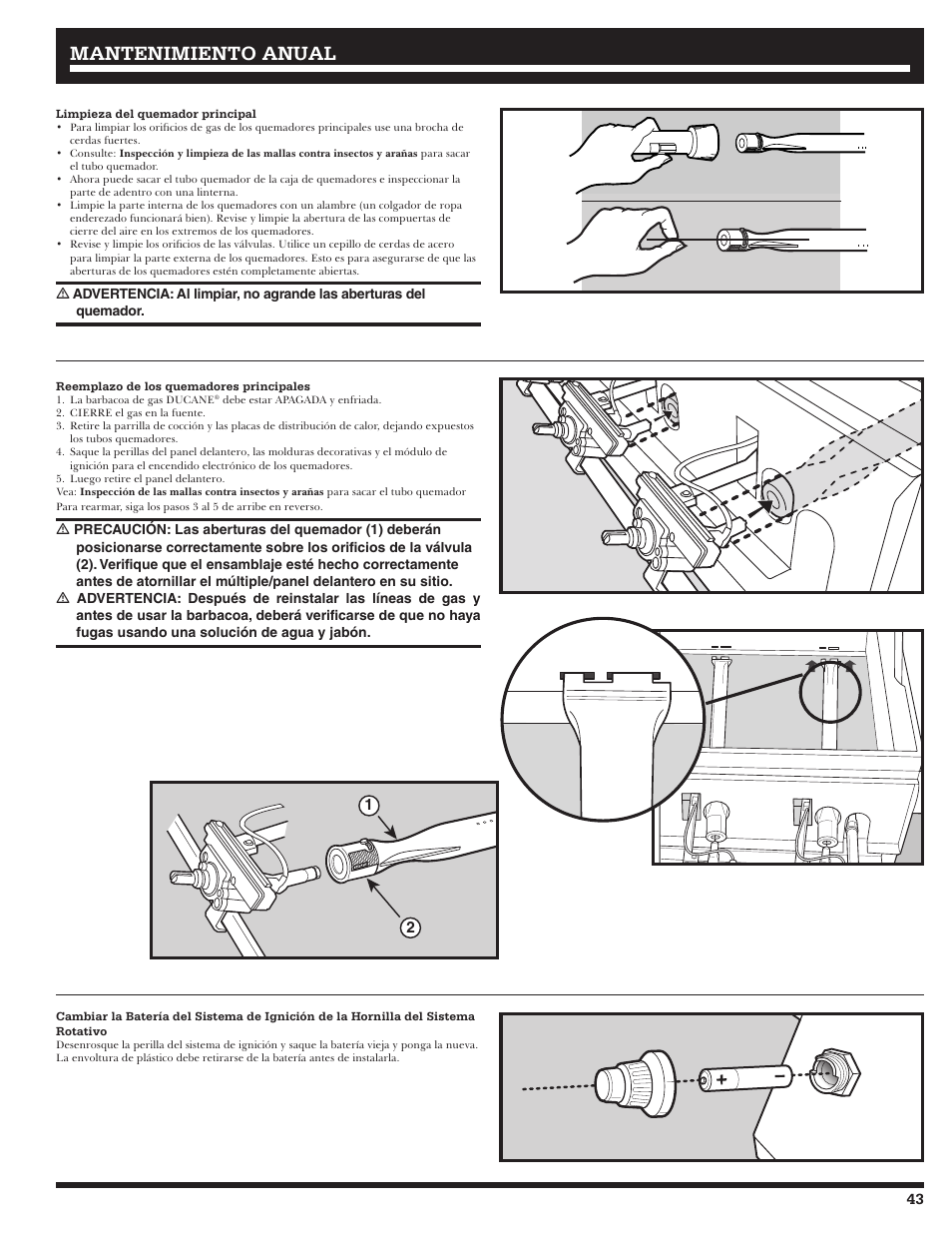 Mantenimiento anual | Ducane Affinity S LP Gass Grill 3400 User Manual | Page 43 / 64