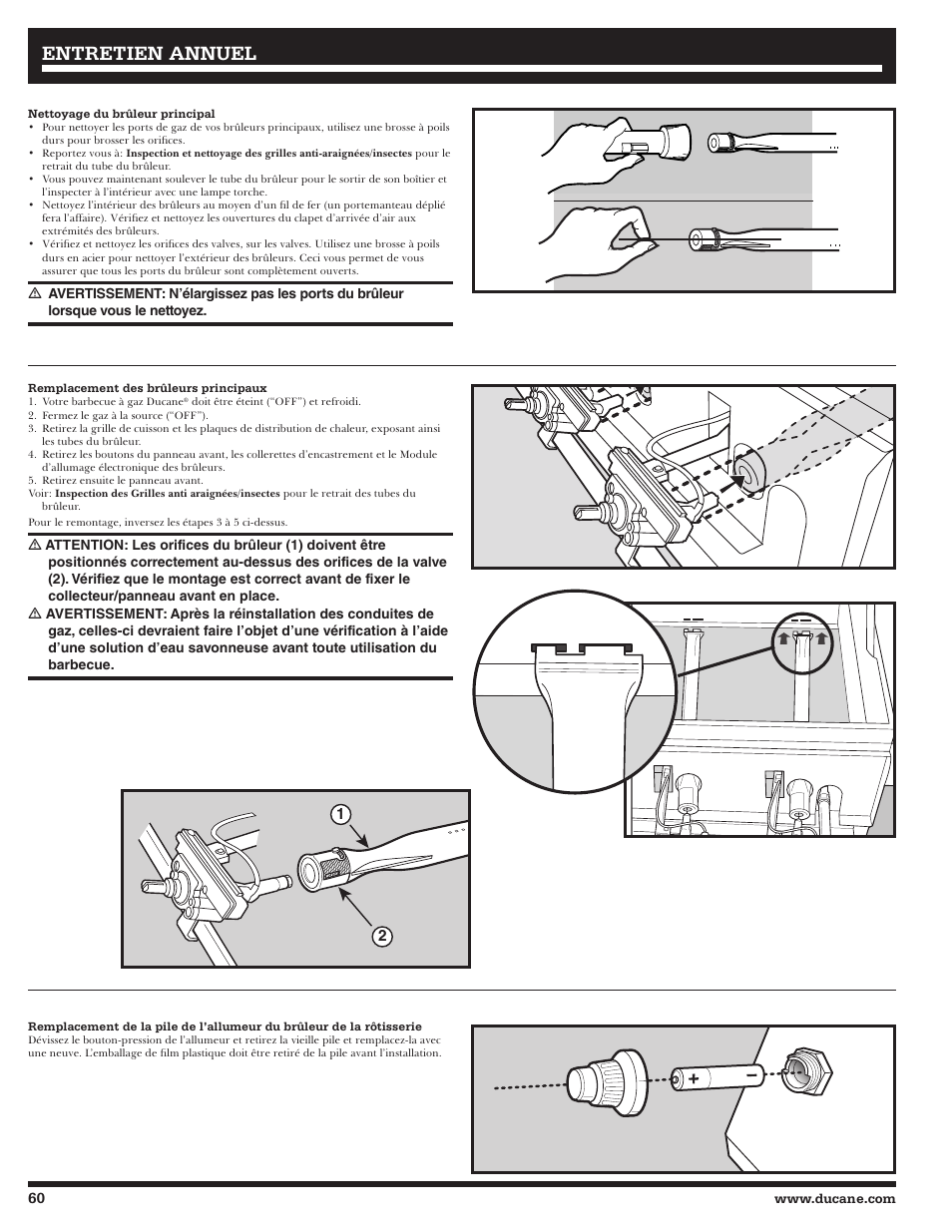 Entretien annuel | Ducane Affinity S LP Gass Grill 3400 User Manual | Page 60 / 64