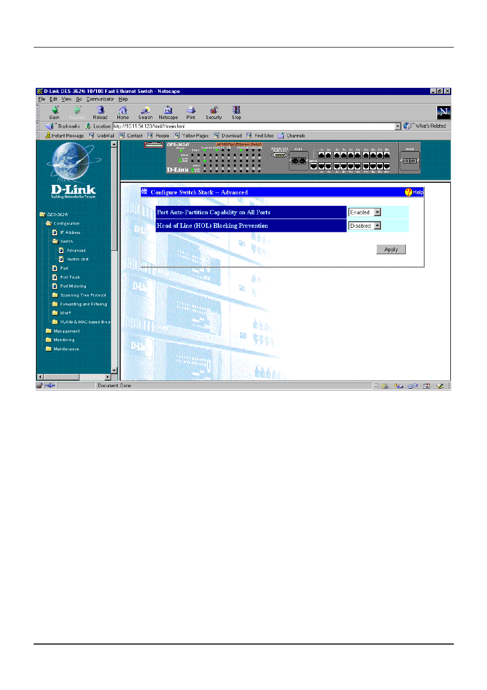 Advanced | D-Link DES-3624 User Manual | Page 104 / 162