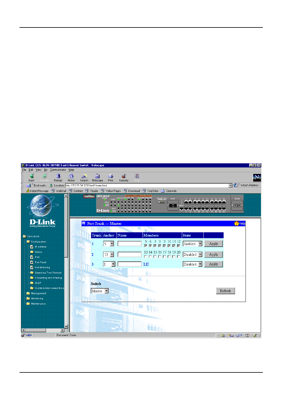 Port trunk | D-Link DES-3624 User Manual | Page 107 / 162