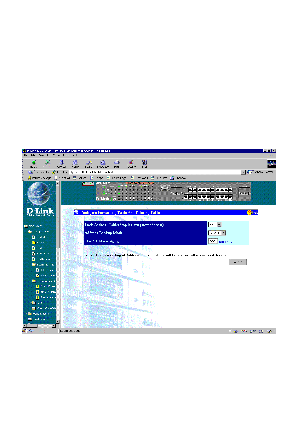 Forwarding and filtering | D-Link DES-3624 User Manual | Page 111 / 162