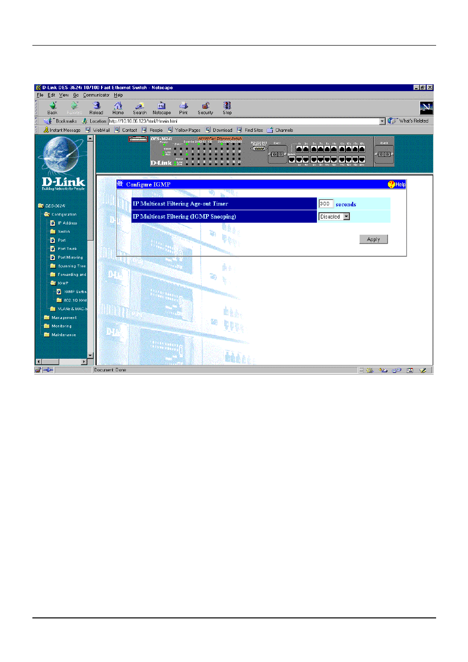 Igmp settings | D-Link DES-3624 User Manual | Page 118 / 162