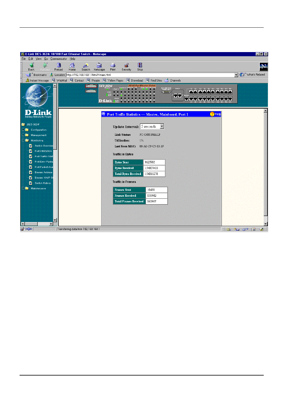 Port traffic statistics | D-Link DES-3624 User Manual | Page 136 / 162