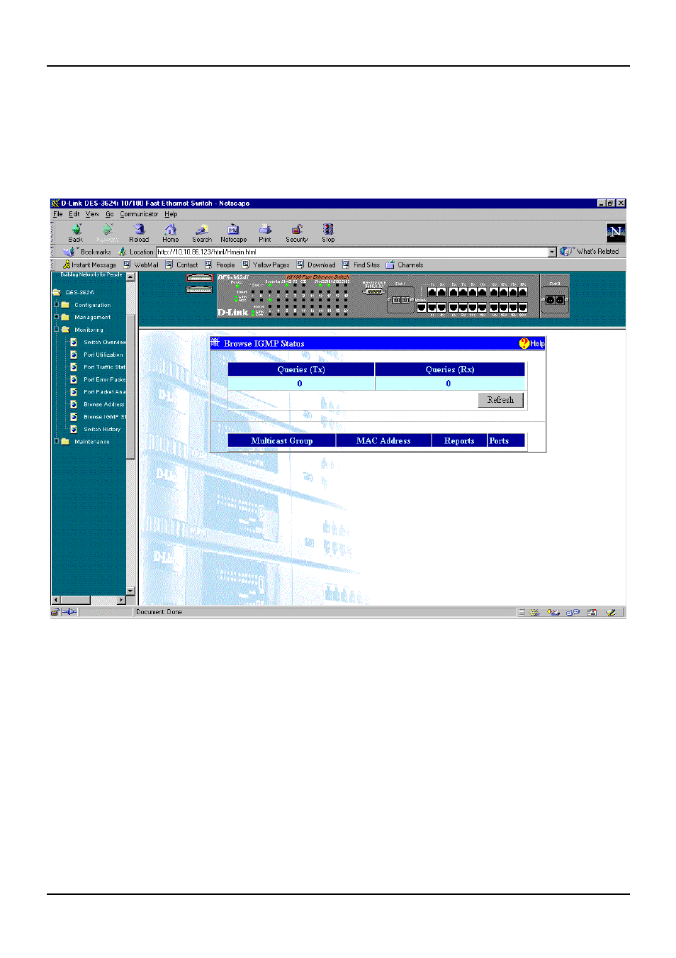 Browse igmp status | D-Link DES-3624 User Manual | Page 141 / 162