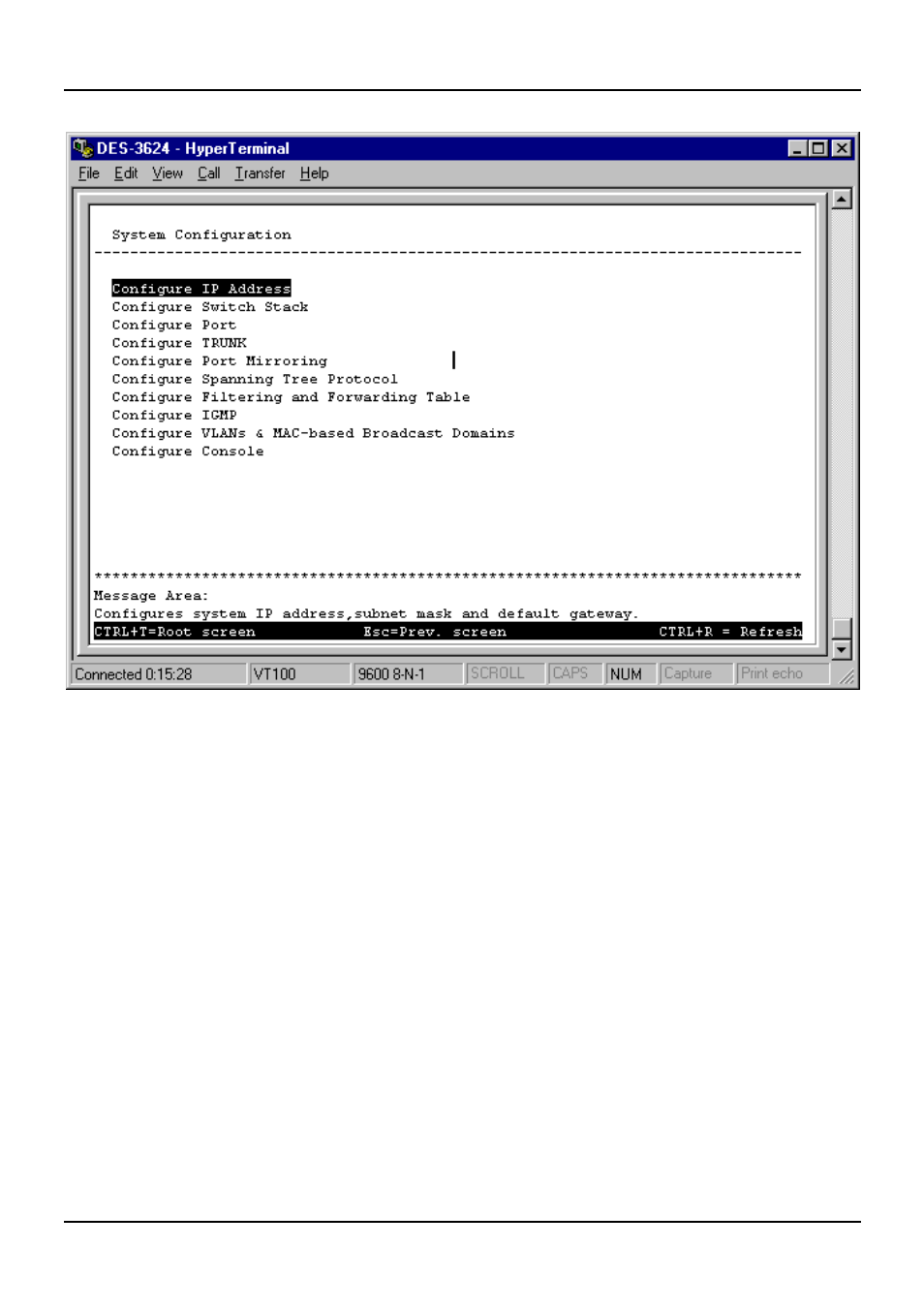 Configure ip address | D-Link DES-3624 User Manual | Page 49 / 162