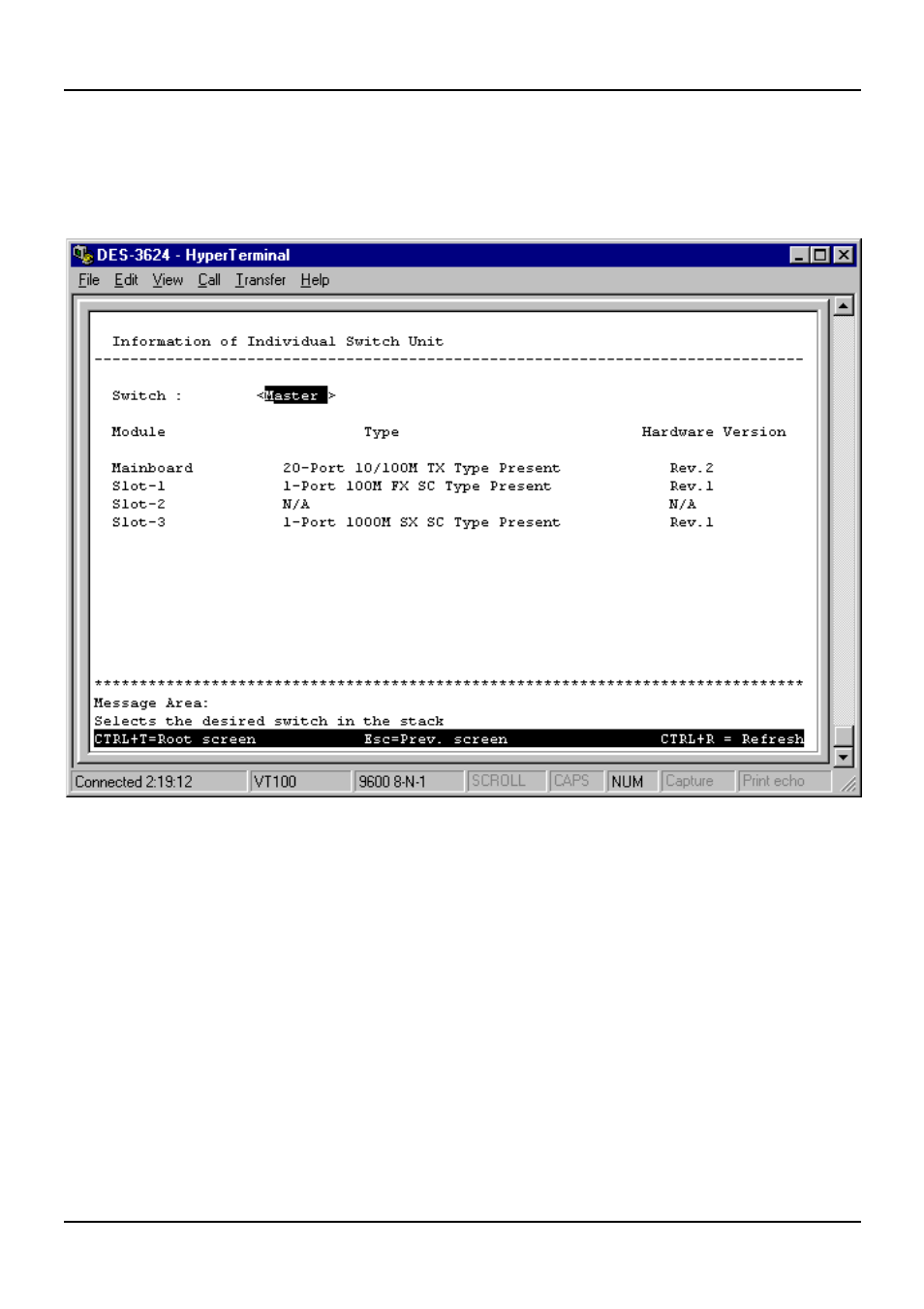 Information of individual switch unit | D-Link DES-3624 User Manual | Page 53 / 162
