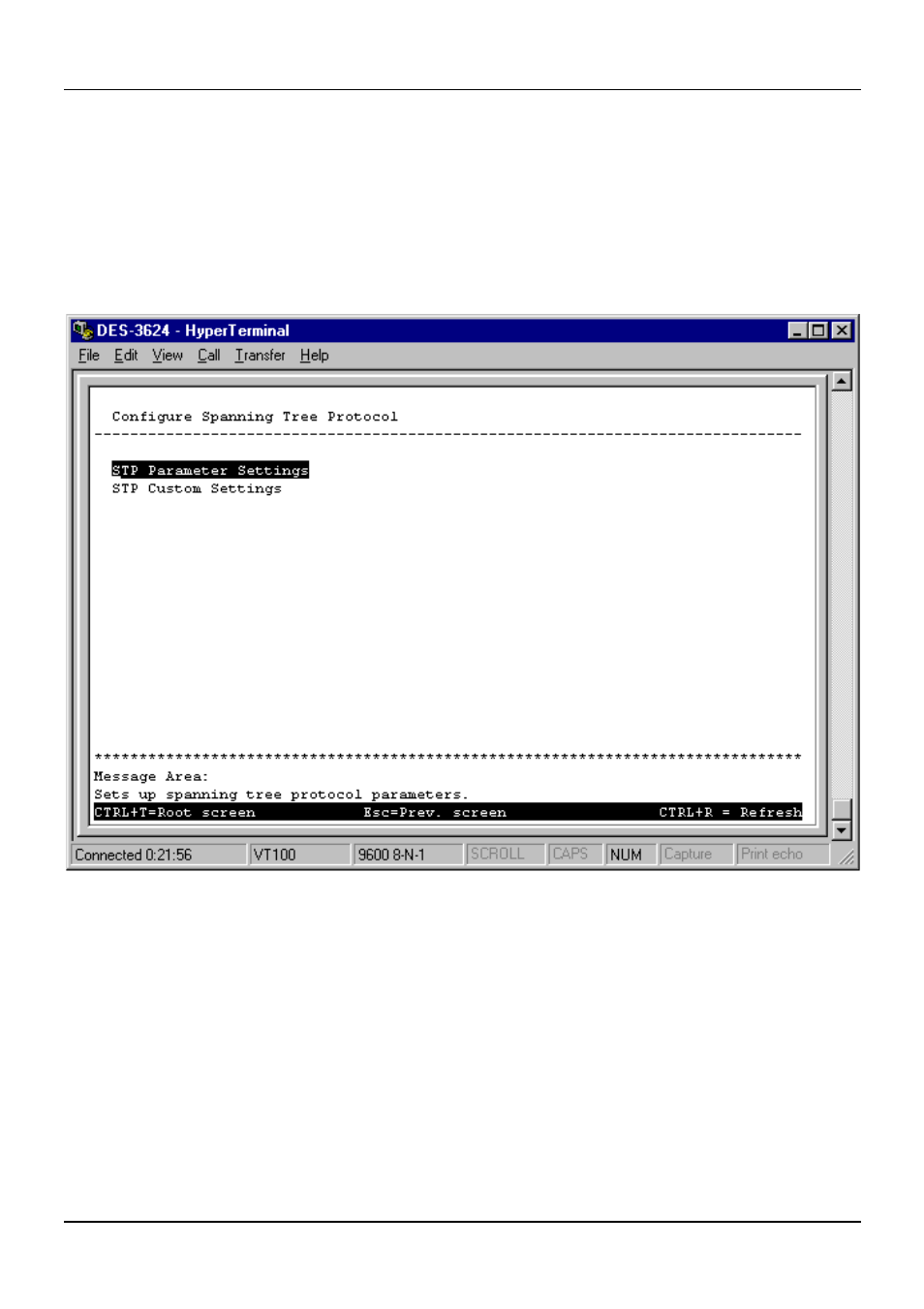 Stp parameter settings | D-Link DES-3624 User Manual | Page 60 / 162