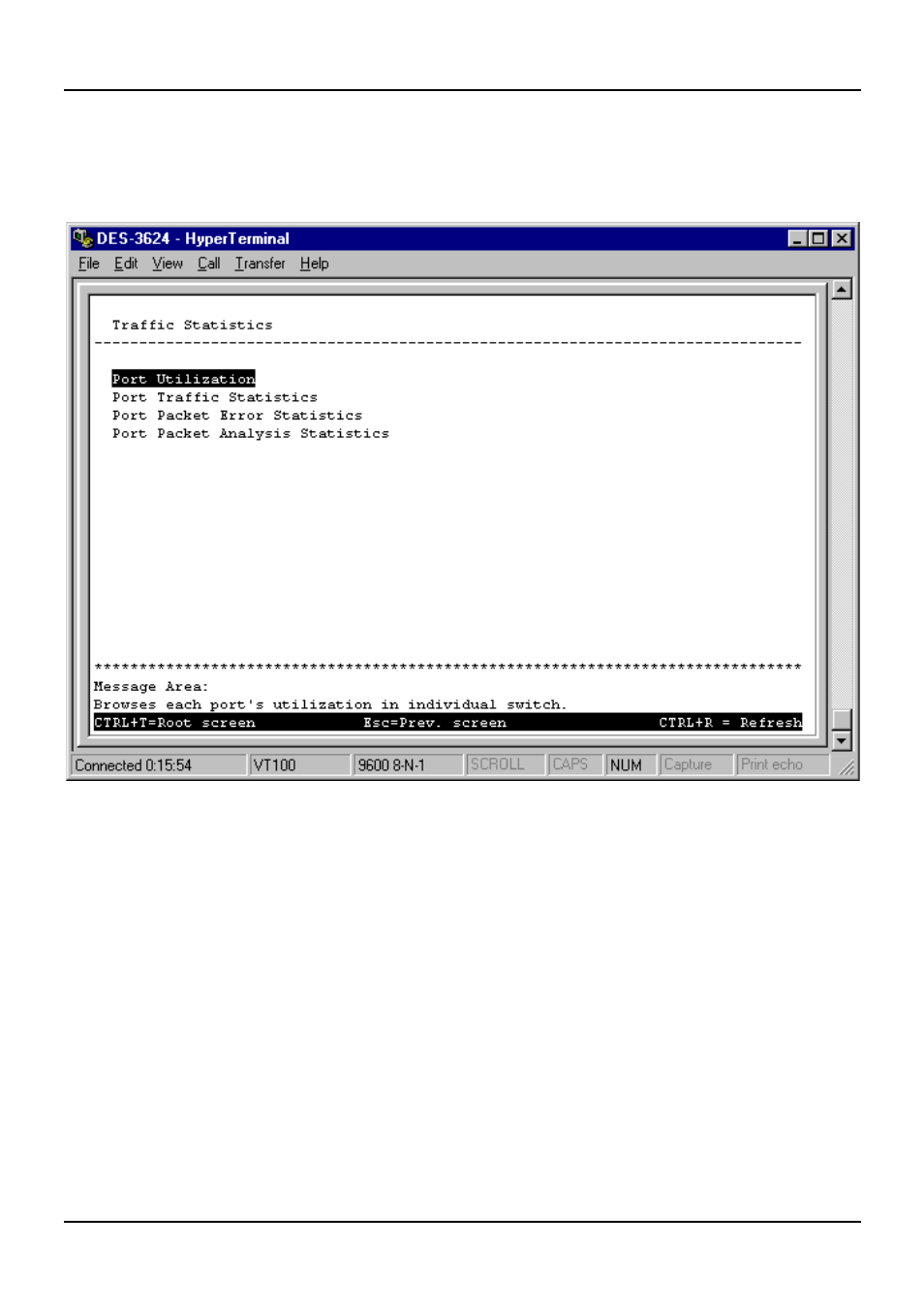 Traffic statistics, Port utilization | D-Link DES-3624 User Manual | Page 89 / 162