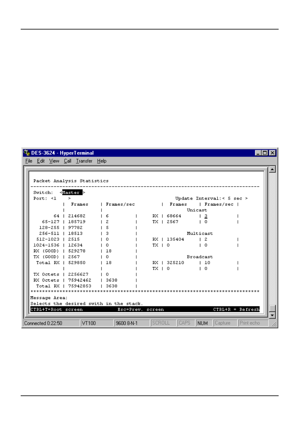 Port packet analysis statistics | D-Link DES-3624 User Manual | Page 93 / 162