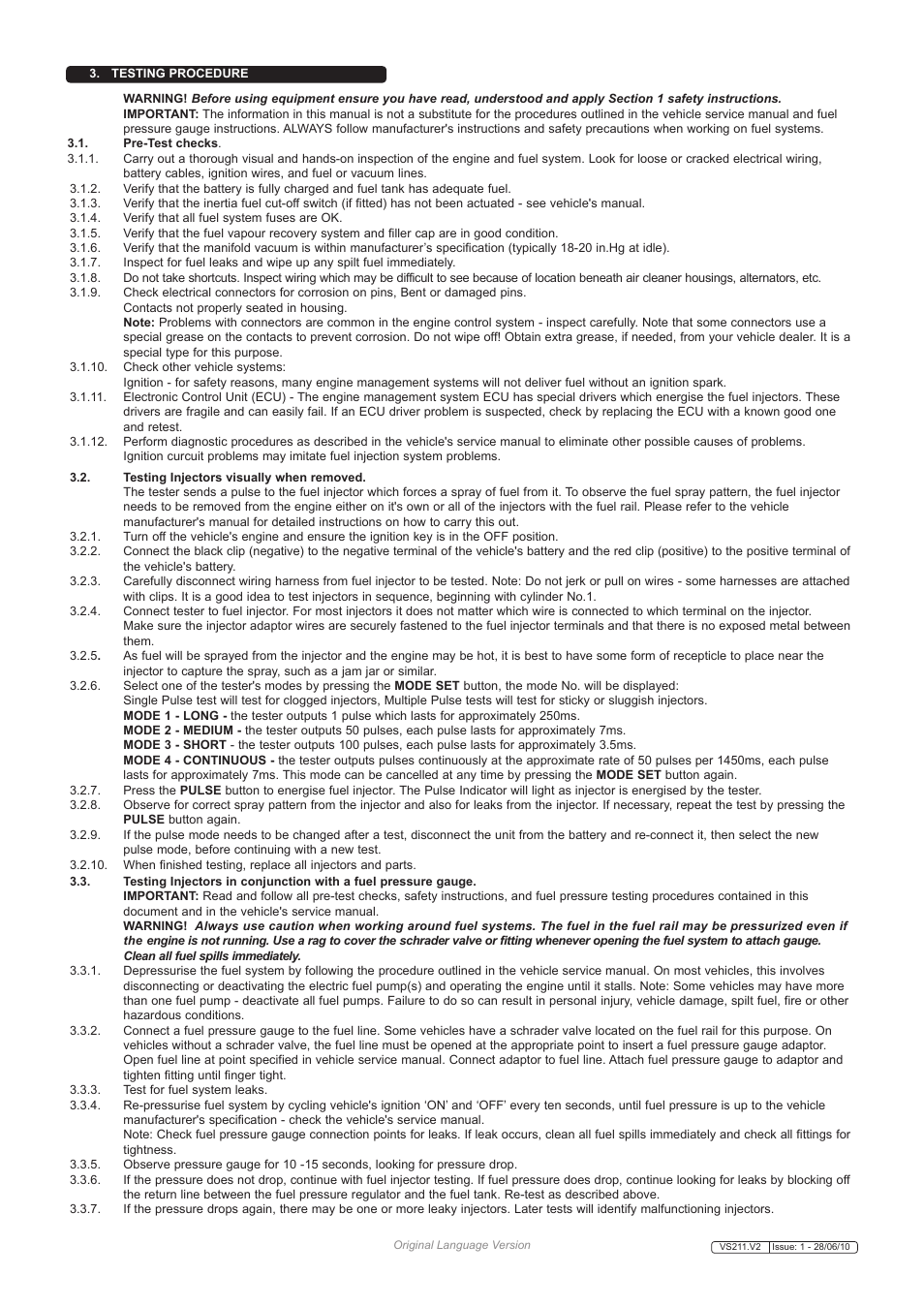 Sealey VS211 User Manual | Page 2 / 3