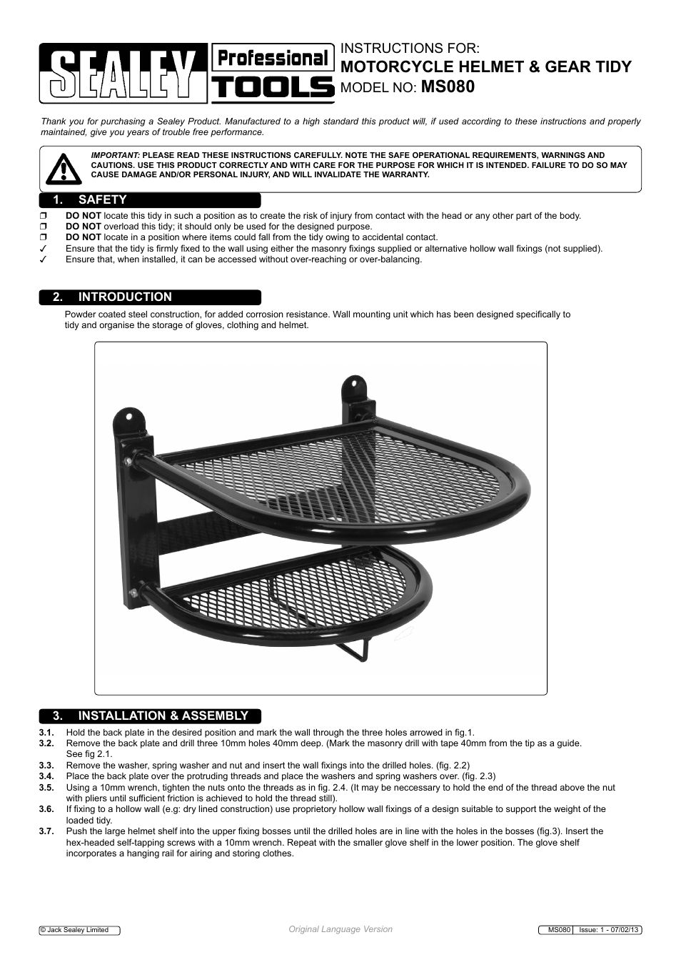 Sealey MS080 User Manual | 2 pages