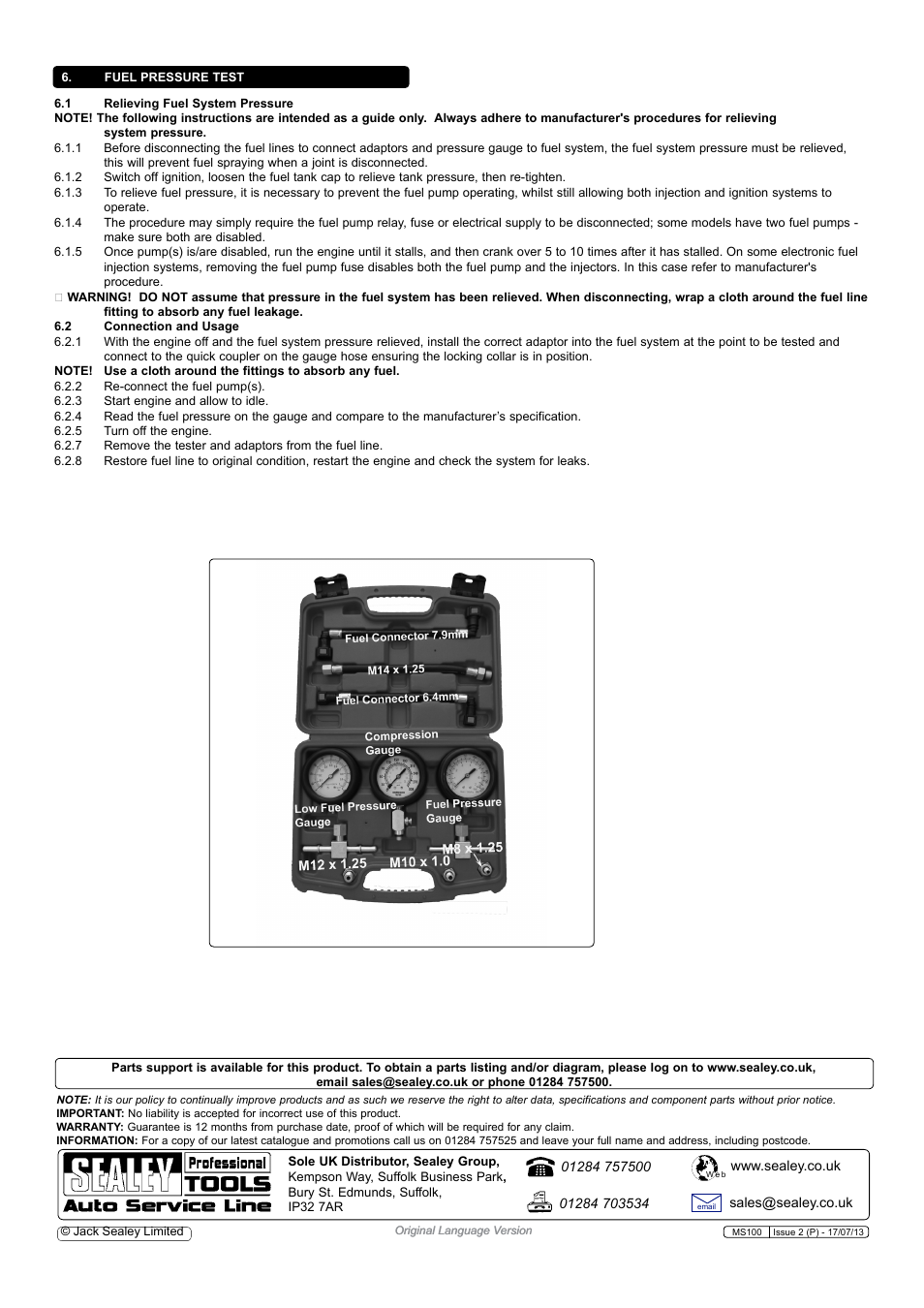 Sealey MS100 User Manual | Page 3 / 3