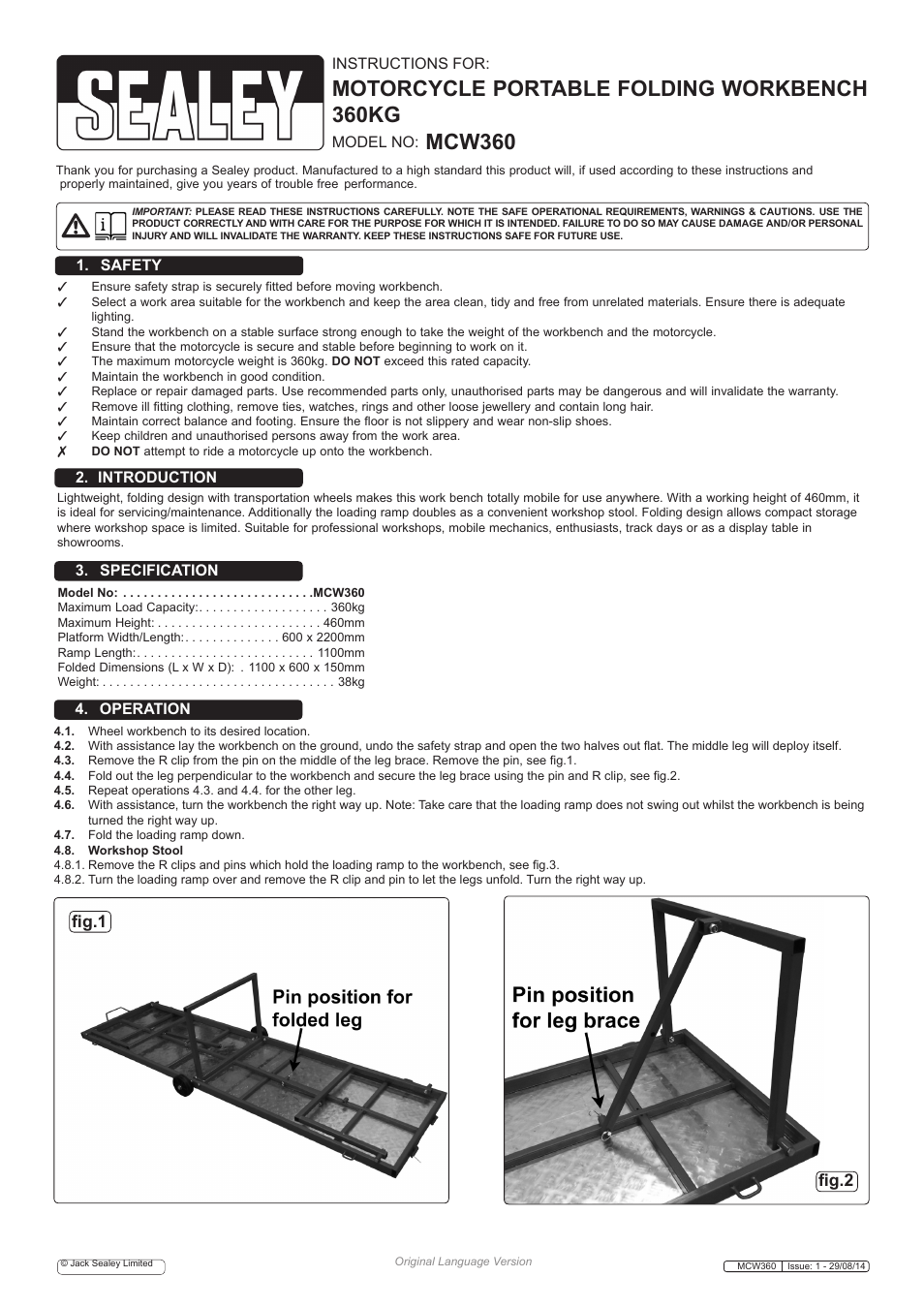 Sealey MCW360 User Manual | 2 pages