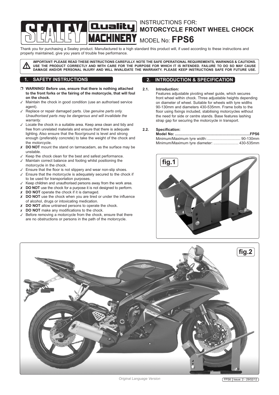 Sealey FPS6 User Manual | 2 pages