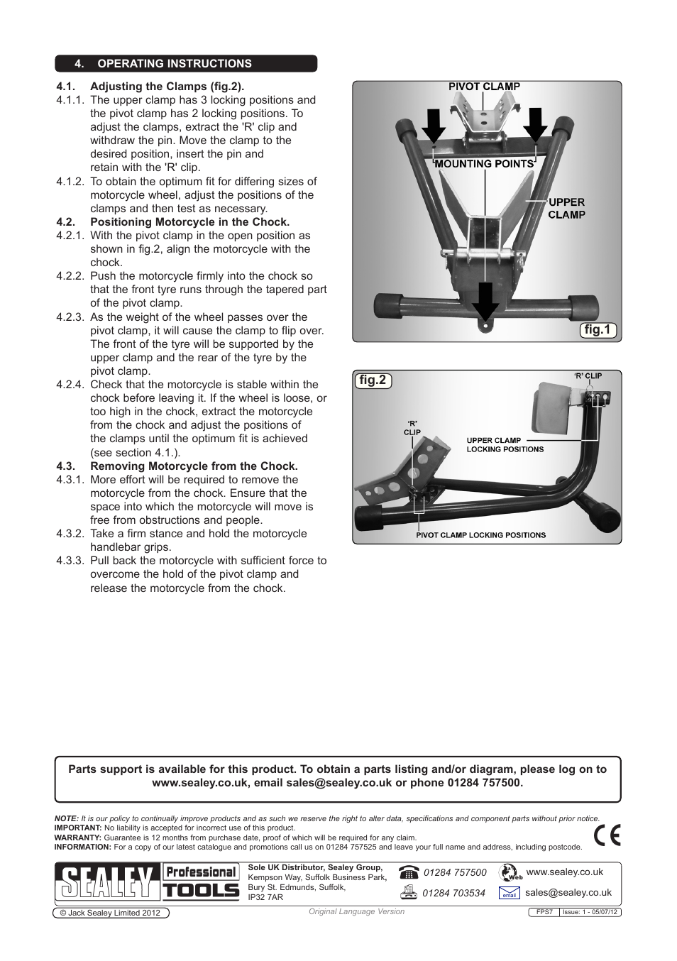 Fig.1, Fig.2 | Sealey FPS7 User Manual | Page 2 / 2