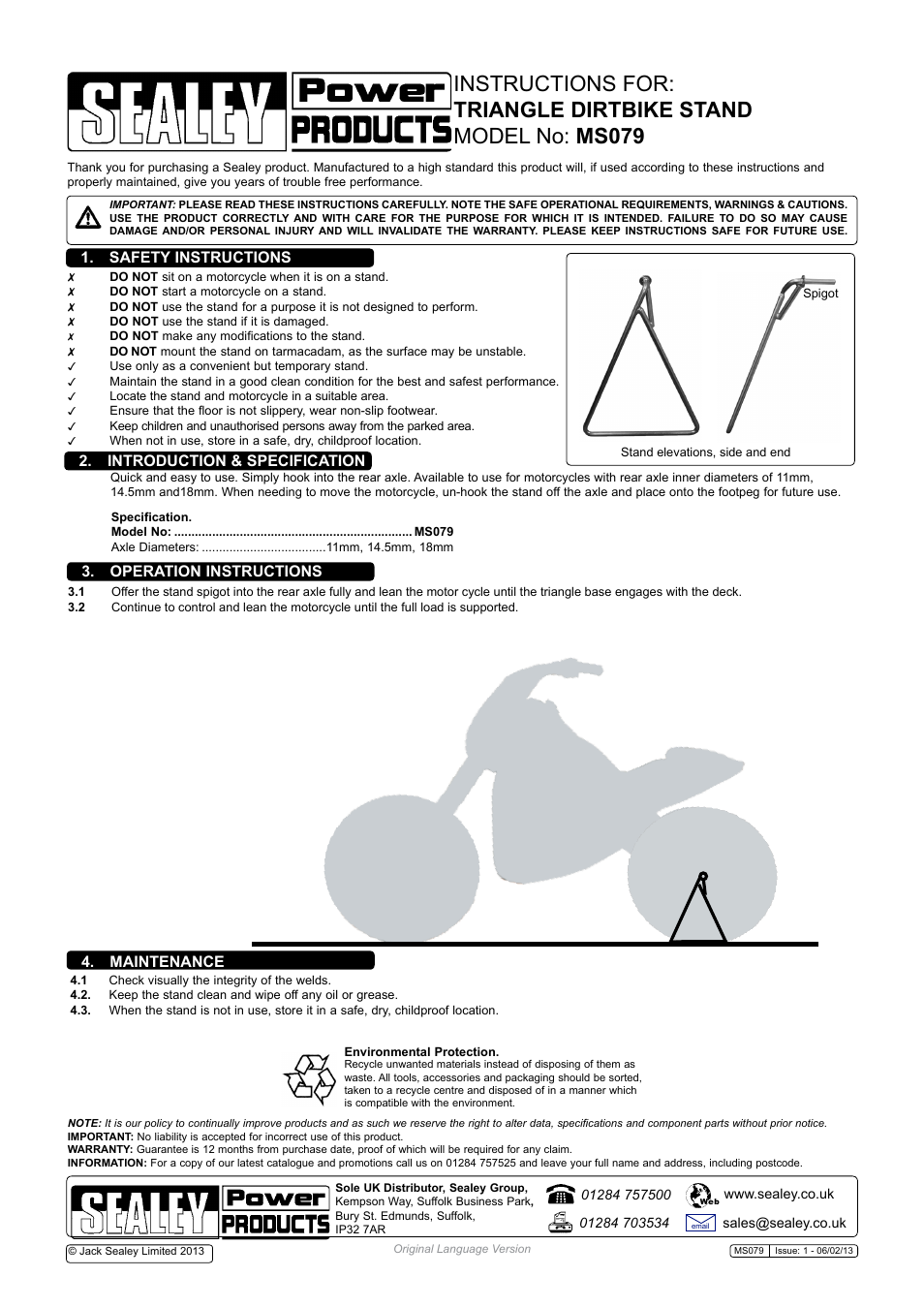 Sealey MS079 User Manual | 1 page