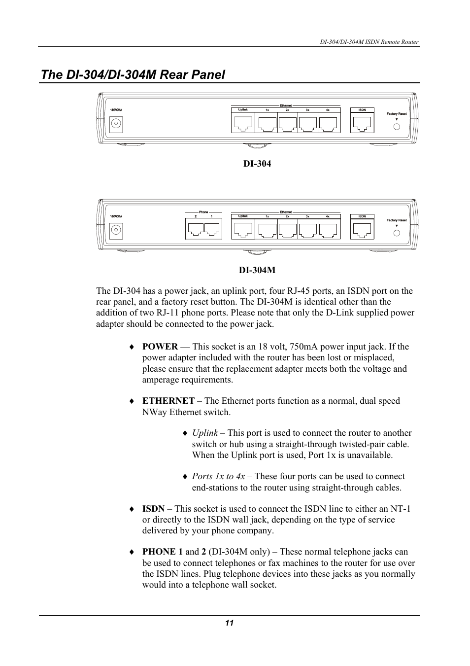 The di-304/di-304m rear panel | D-Link DI-304M User Manual | Page 19 / 105