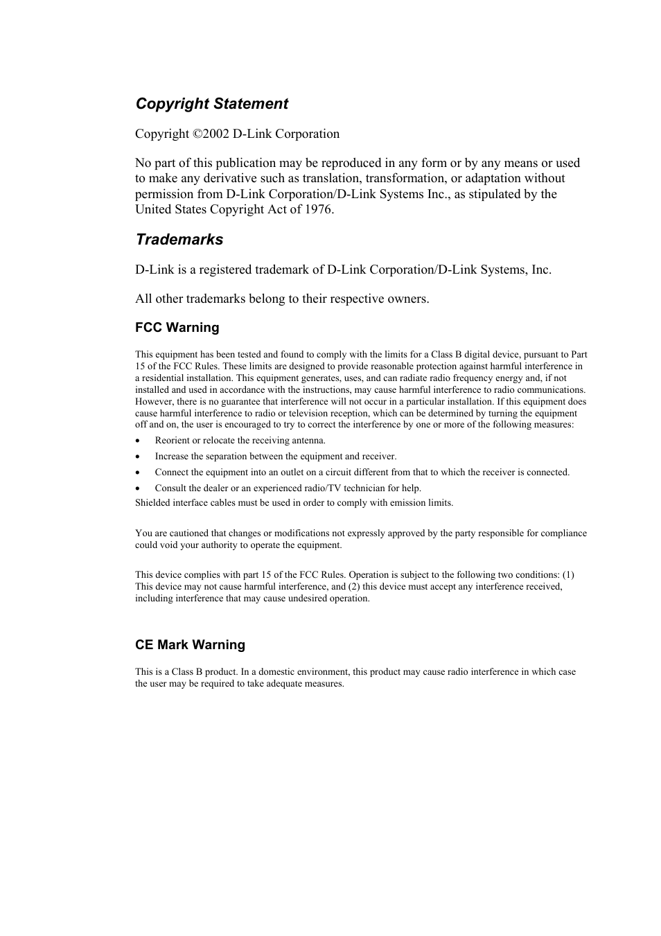 Copyright statement, Trademarks | D-Link DI-304M User Manual | Page 2 / 105