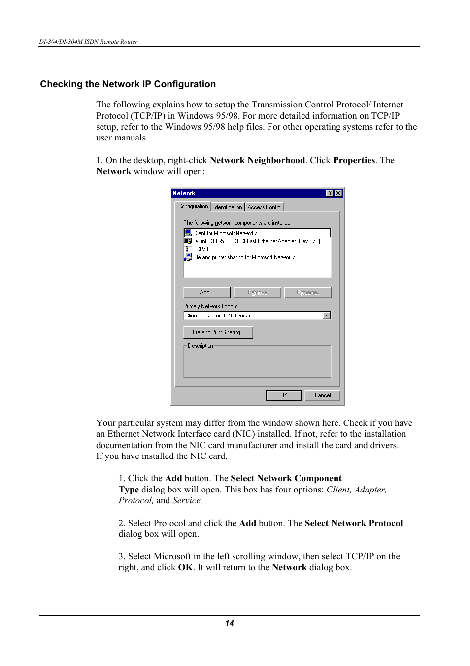 Checking the network ip configuration | D-Link DI-304M User Manual | Page 22 / 105