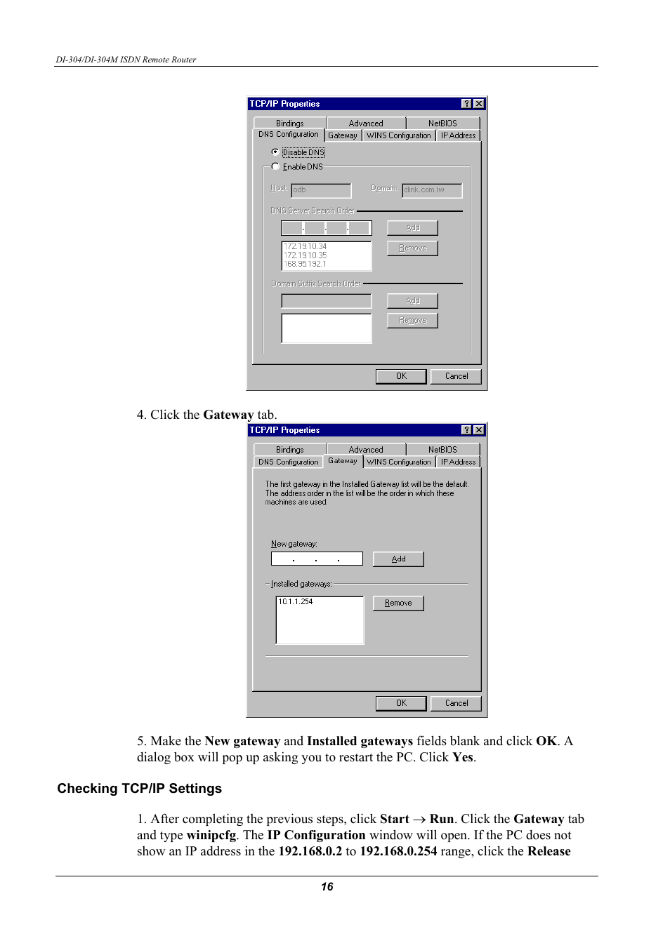 Checking tcp/ip settings | D-Link DI-304M User Manual | Page 24 / 105