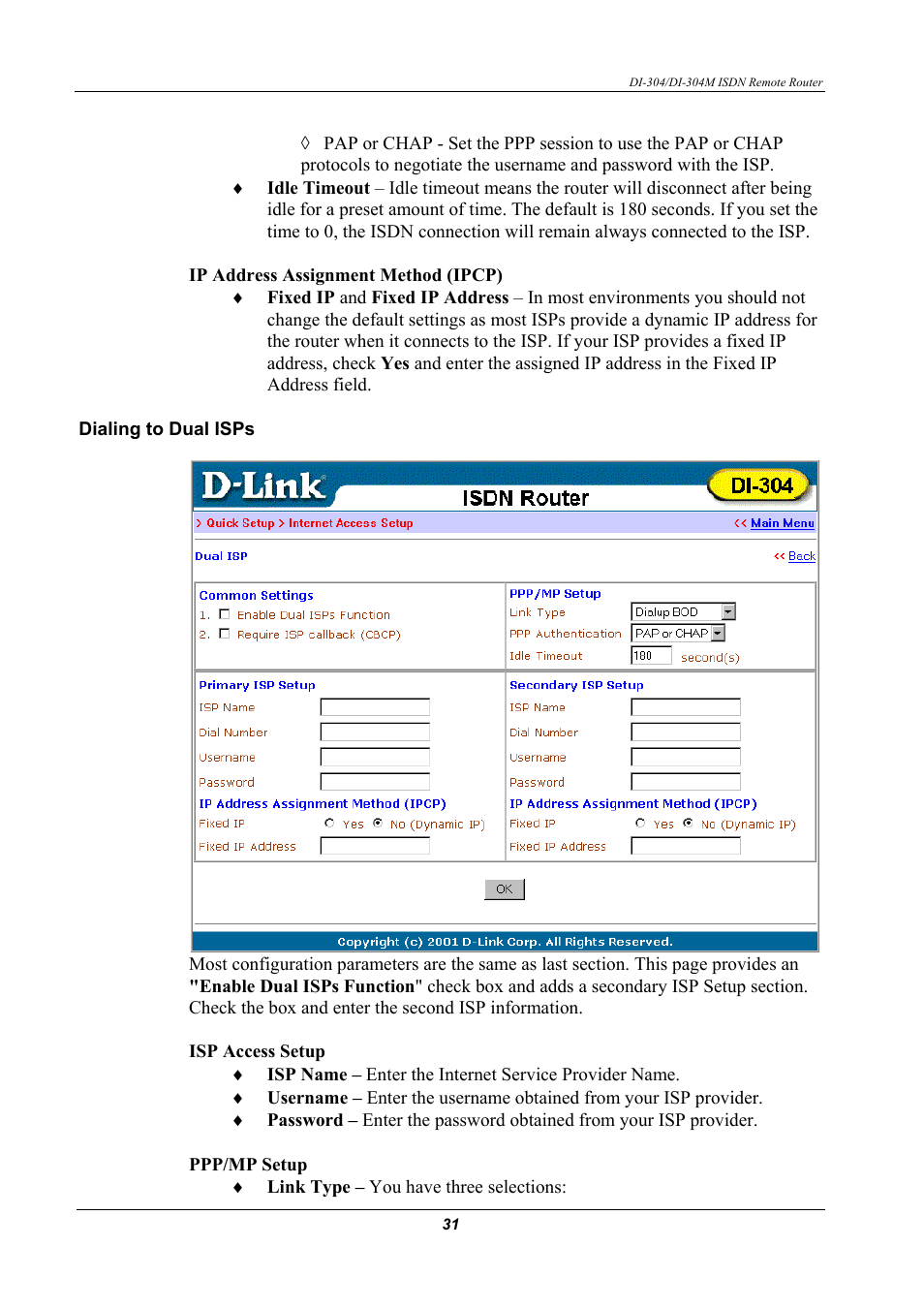 Connecting to dual isps | D-Link DI-304M User Manual | Page 39 / 105