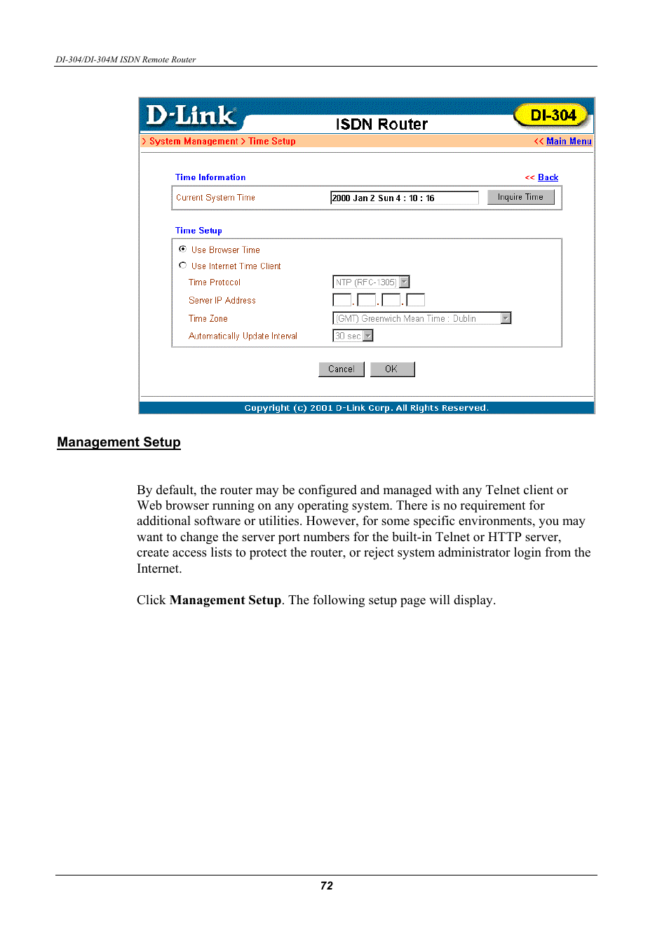 Management setup | D-Link DI-304M User Manual | Page 80 / 105