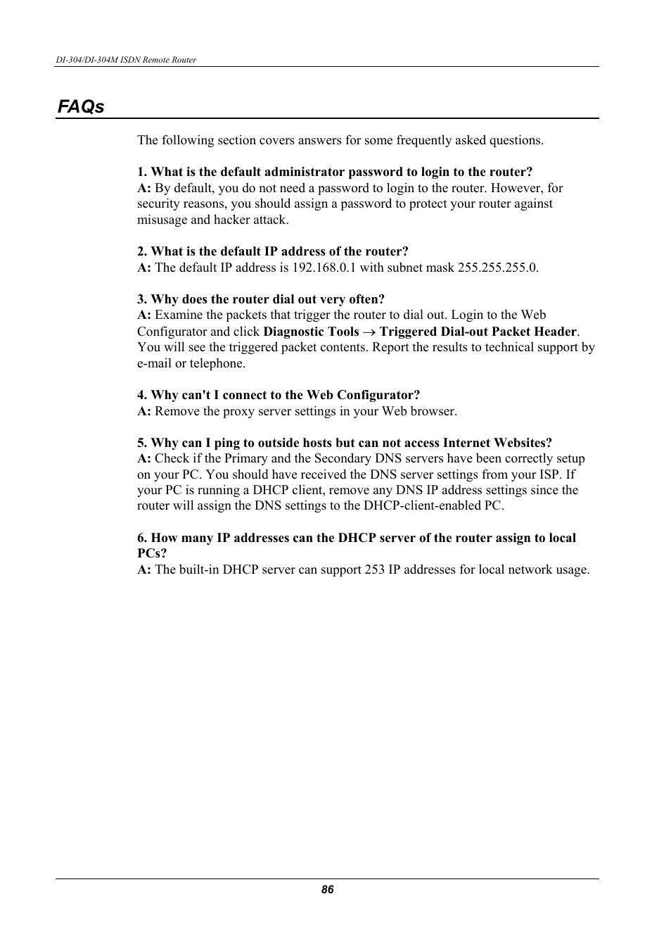 Faqs | D-Link DI-304M User Manual | Page 94 / 105