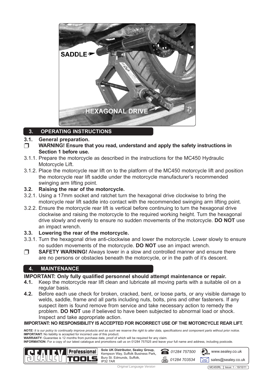 Sealey MC450RL User Manual | Page 2 / 2