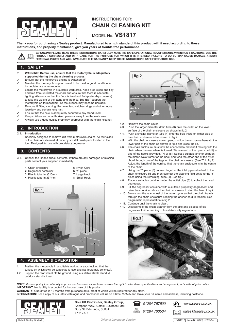 Sealey VS1817 User Manual | 1 page