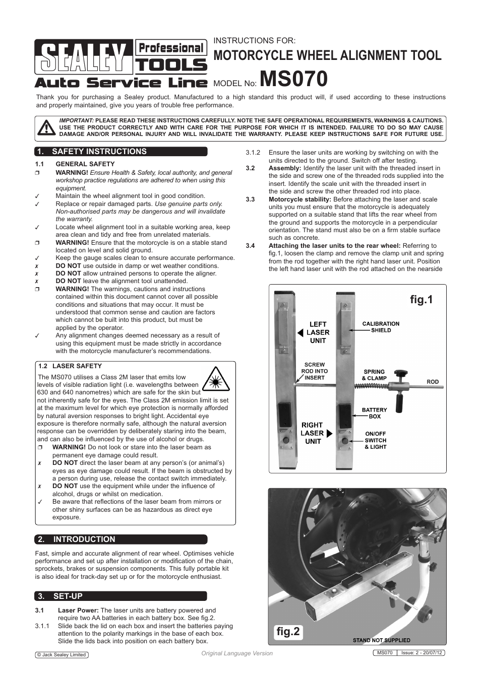 Sealey MS070 User Manual | 2 pages