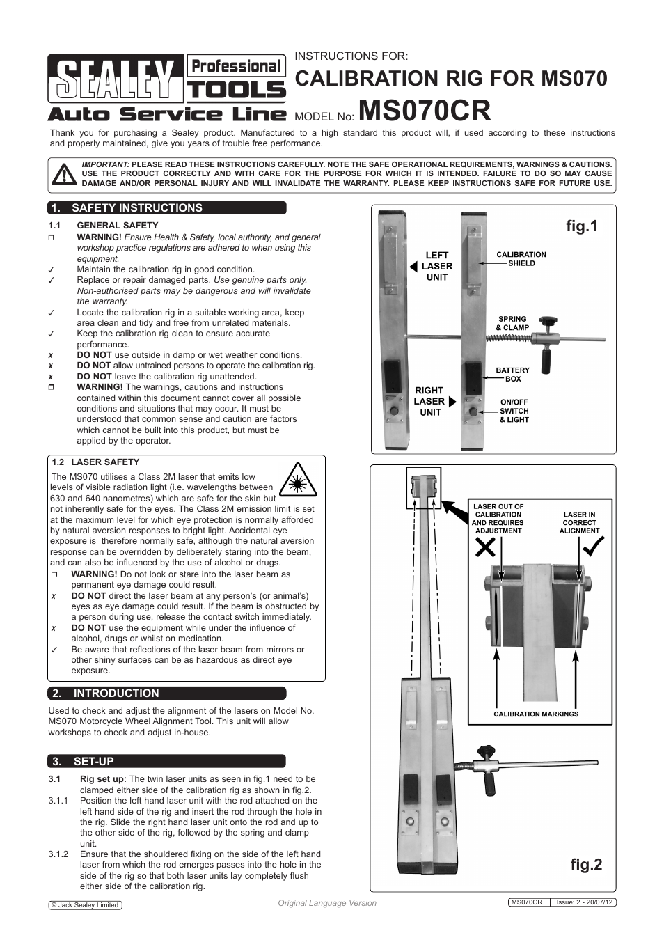 Sealey MS070CR User Manual | 2 pages