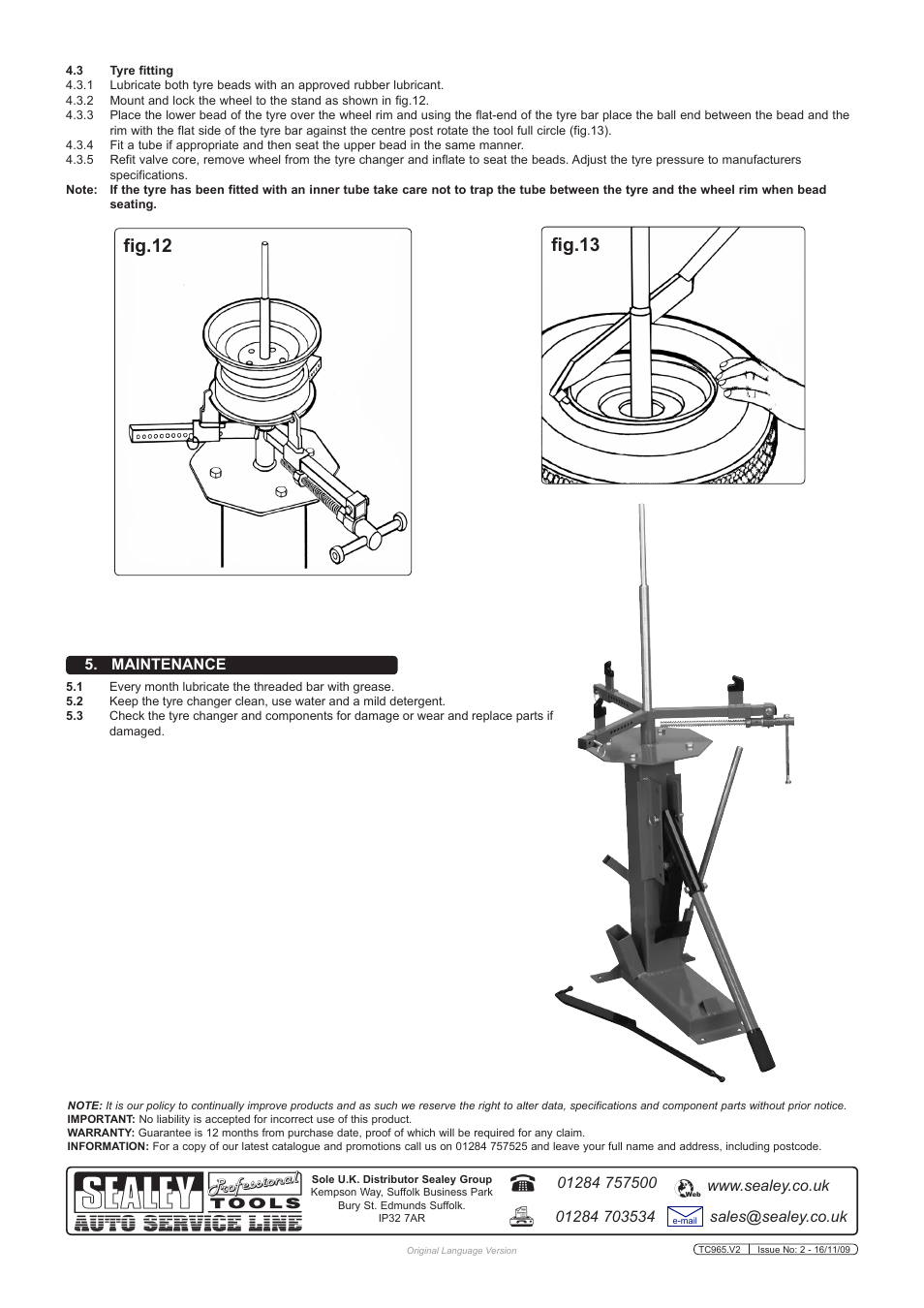 Fig.12 fig.13 | Sealey TC965 User Manual | Page 4 / 6