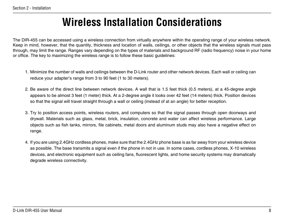 Wireless installation considerations | D-Link DIR-455 User Manual | Page 12 / 93