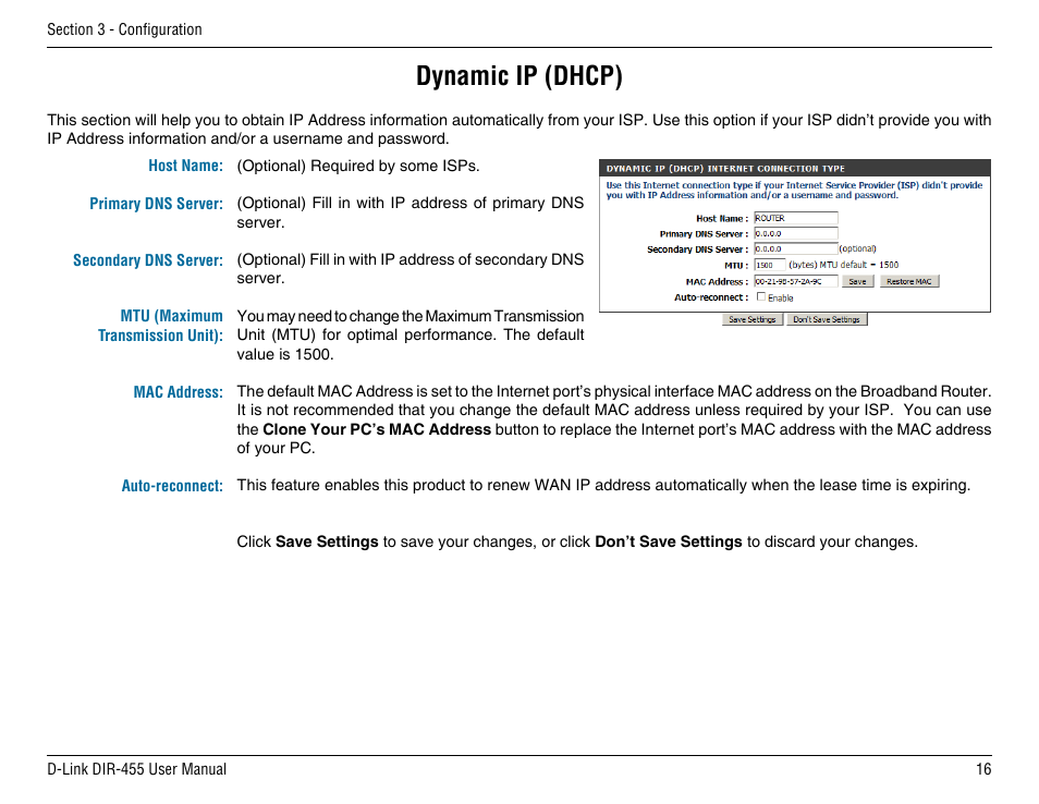 Dynamic ip (dhcp) | D-Link DIR-455 User Manual | Page 20 / 93