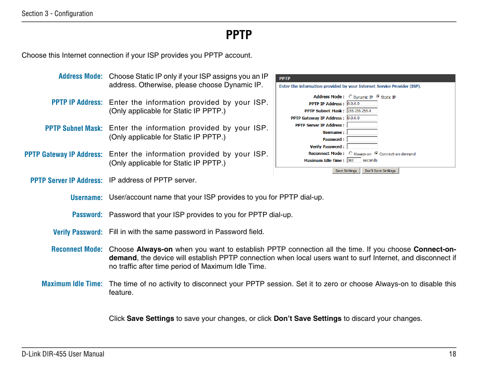 Pptp | D-Link DIR-455 User Manual | Page 22 / 93