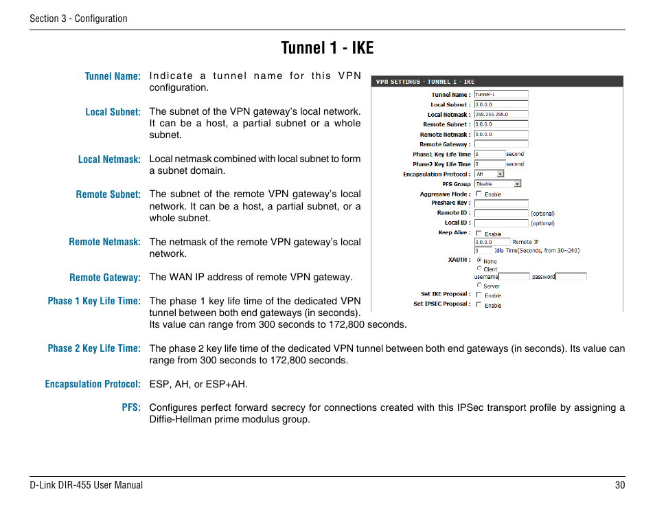 Tunnel 1 - ike | D-Link DIR-455 User Manual | Page 34 / 93